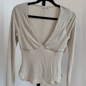 Free People Intimately Elegant Cream Long Sleeve Top